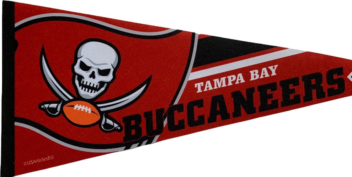   - Tampa Bay Buccaneers - Bucs - NFL - Vaantje - American Football - Sportvaantje -   - Vlag - Pennant - Rood/Zwart/Grijs - 31 x 72 cm - Tom Brady