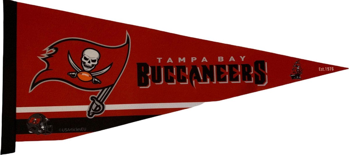   - Tampa Bay Buccaneers - Bucs - NFL - Vaantje - American Football - Sportvaantje -   - Vlag - Pennant - Rood/Zwart/Grijs - 31 x 72 cm - Tom Brady