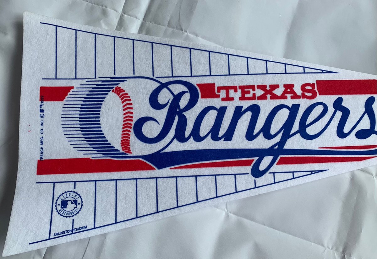   - Texas Rangers- MLB - vintage Vaantje - Baseball - Honkbal - Sportvaantje -   - Vlag - Pennant - Rood/Wit/Blauw - 31 x 72 cm