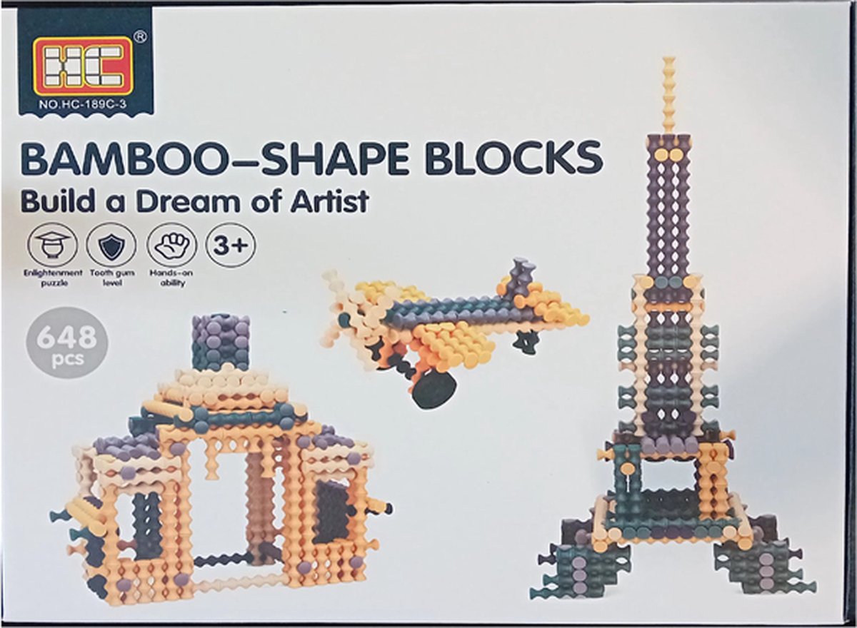 Useme Bamboe Shape Blocks - Build a Dream of Artist - speelgoed- 648 st - constructiespeelgoed- STEM - DIY