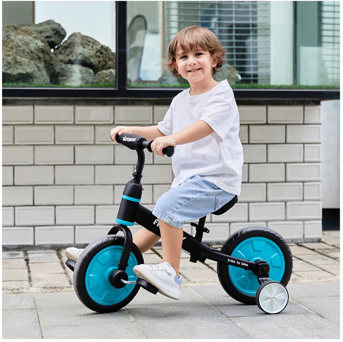 UBRAVOO Fit n Joy 4-in-1 Kinderfiets – Loopfiets, Fiets met Pedalen en Zijwieltjes – Trainingsfiets voor Peuters 2-4 Jaar – Jongens & Meisjes