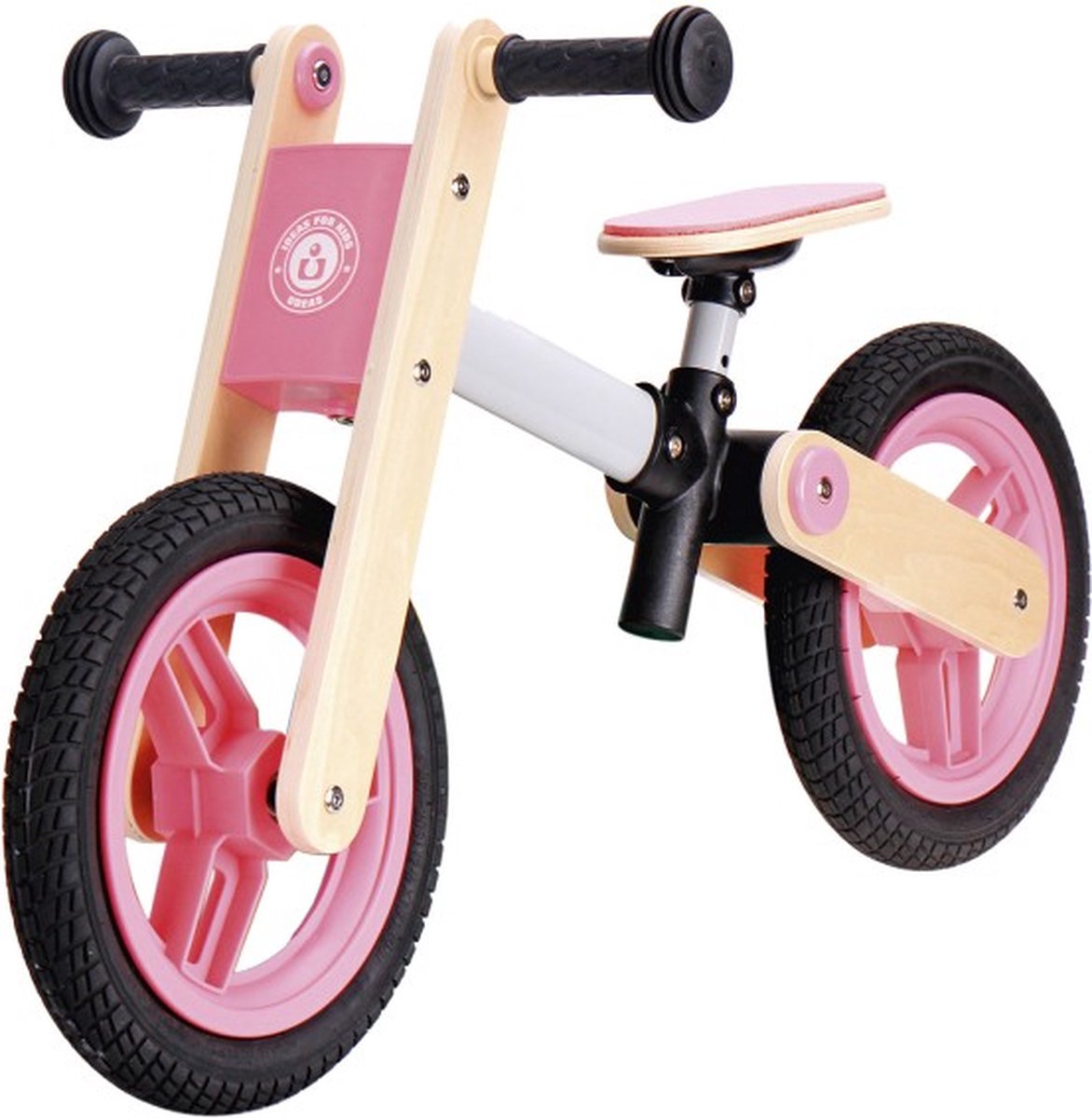 Udeas - Loopfiets - Balans - Hout - Roze - Als Frame - Hoogte Verstelbaar