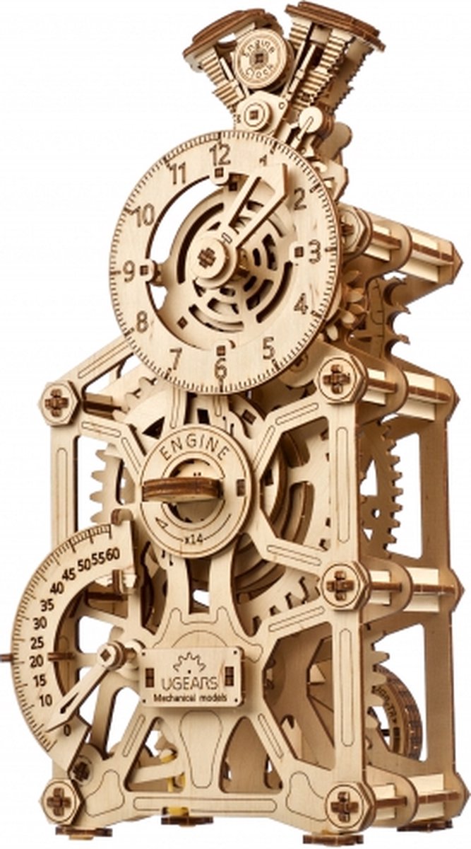 UGears modelbouw hout Motorklok tafelmodel engine clock