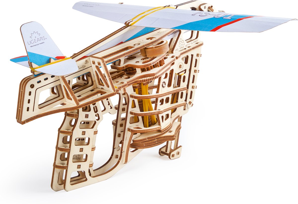 UGears modelbouwpakket vliegtuigwerper met vliegtuigje