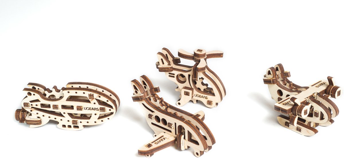   - Houten Modelbouw - U-Fidget Sleutelhangers - 4 vliegtuigen