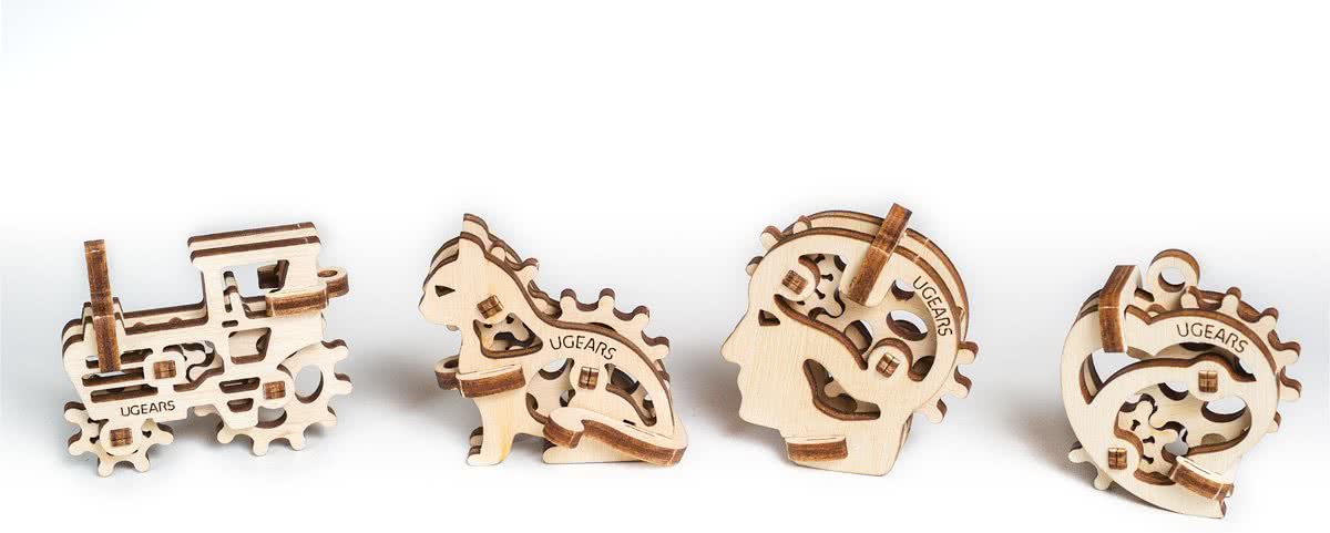 Ugears Houten U-Fidget Sleutelhangers - Tribka Trinkets