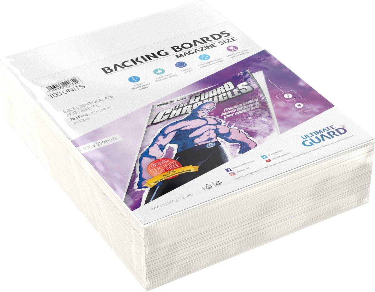 Ultimate Guard Comic Backing Boards Magazineformaat 100 Eenheden Transparant