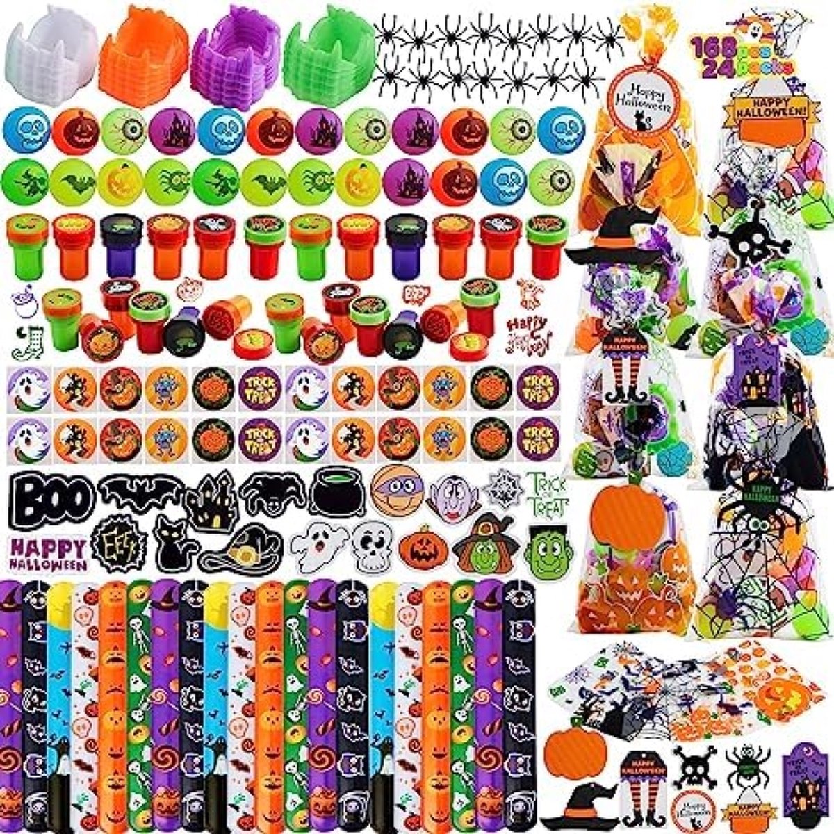 168-delige Halloween-feestgeschenkset voor kinderen, voorgevulde goody bags met Halloween-speelgoed