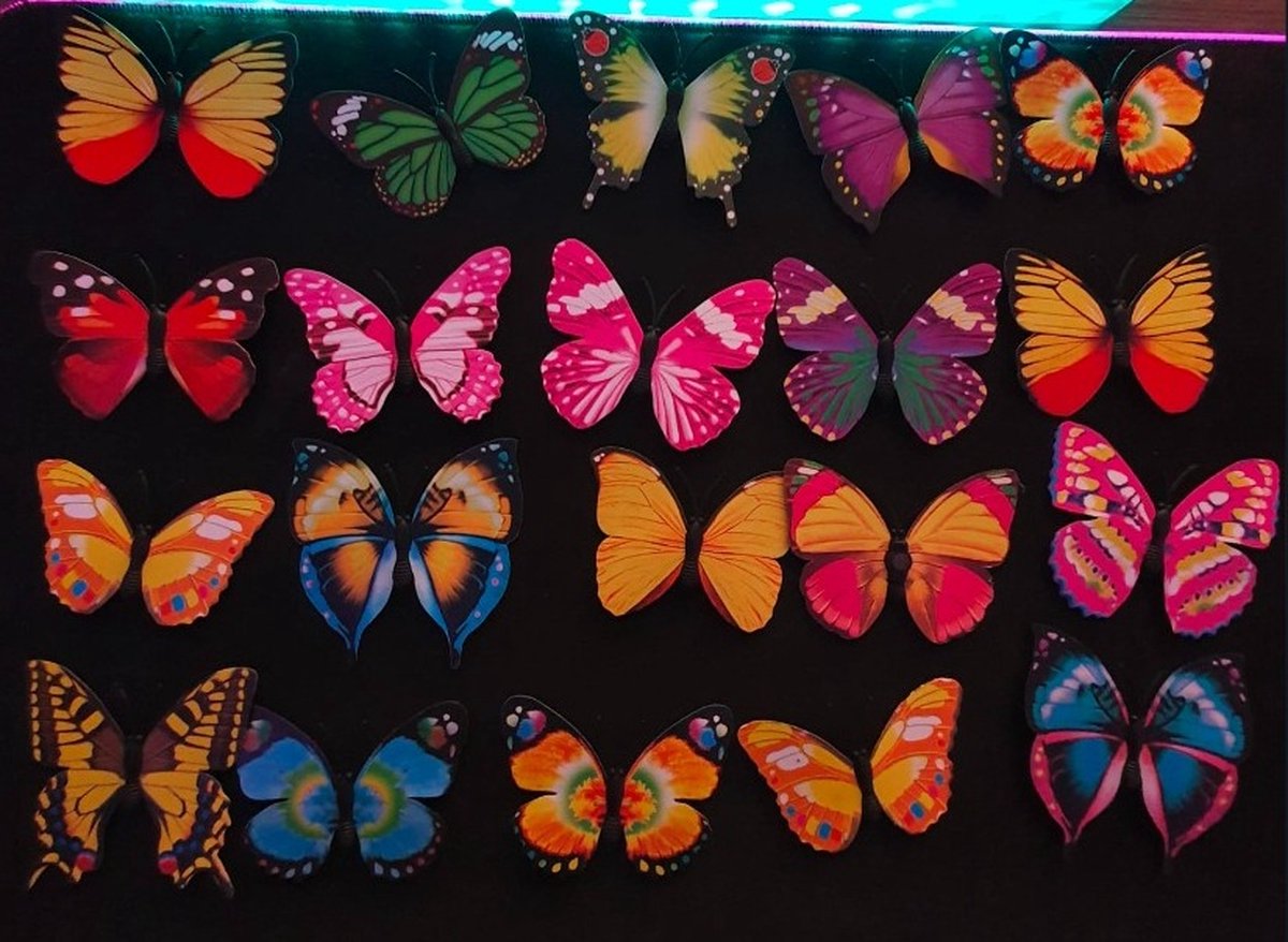 3D Magnetische Vlinders - Muurdecoratie - 20 stuks standaard set