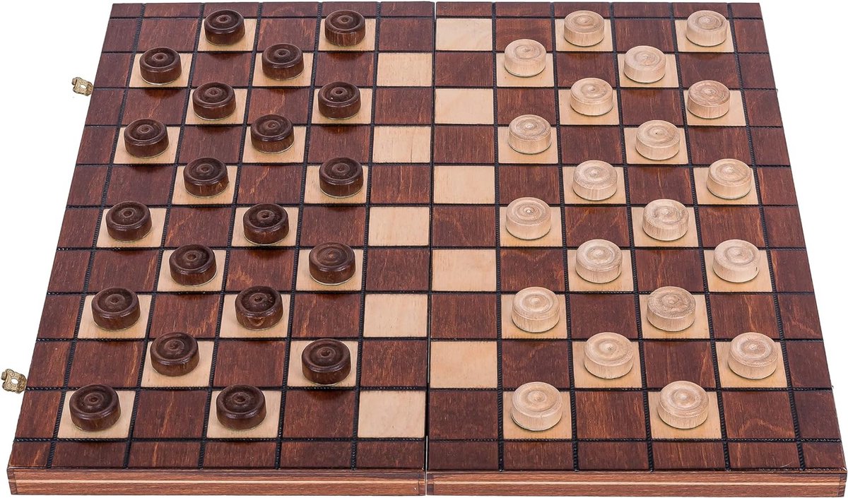 Damspel - Elegant ontwerp - Compact en opvouwbaar - Geschikt voor beginners en gevorderden - Tijdloos spel