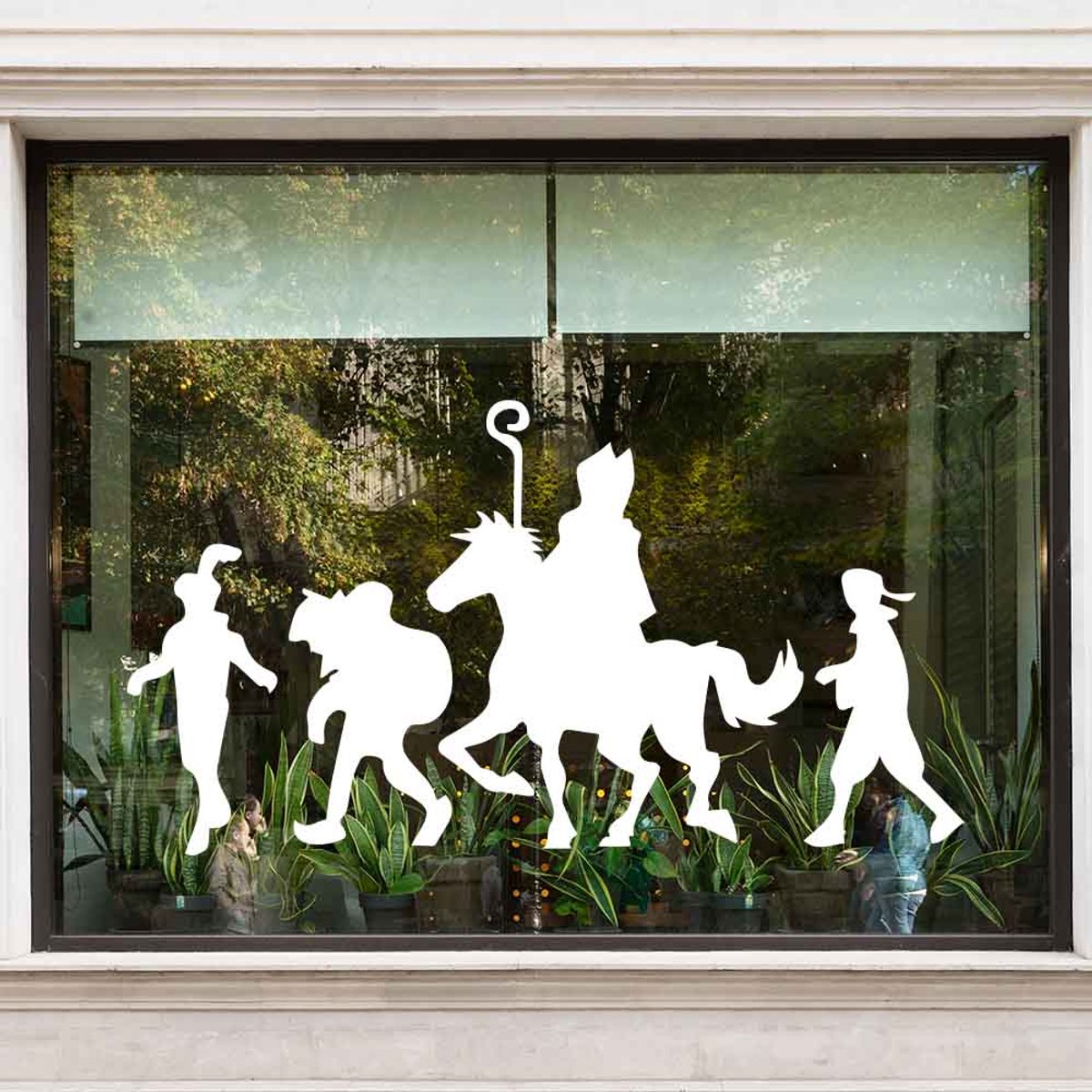 Raamsticker Sint en 3 pieten - Geel - m M