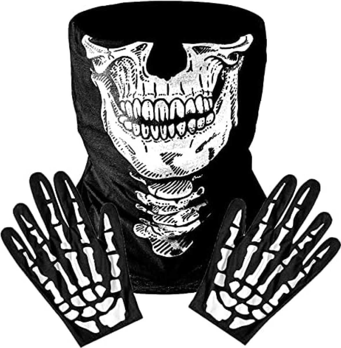 Schedelmasker en skelet handschoenen Halloween accessoires