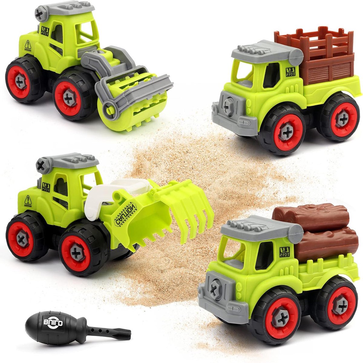 oCreon Educatief 4-in-1 Take-Apart Toy Voertuigenset Constructie Groen voor Kinderen