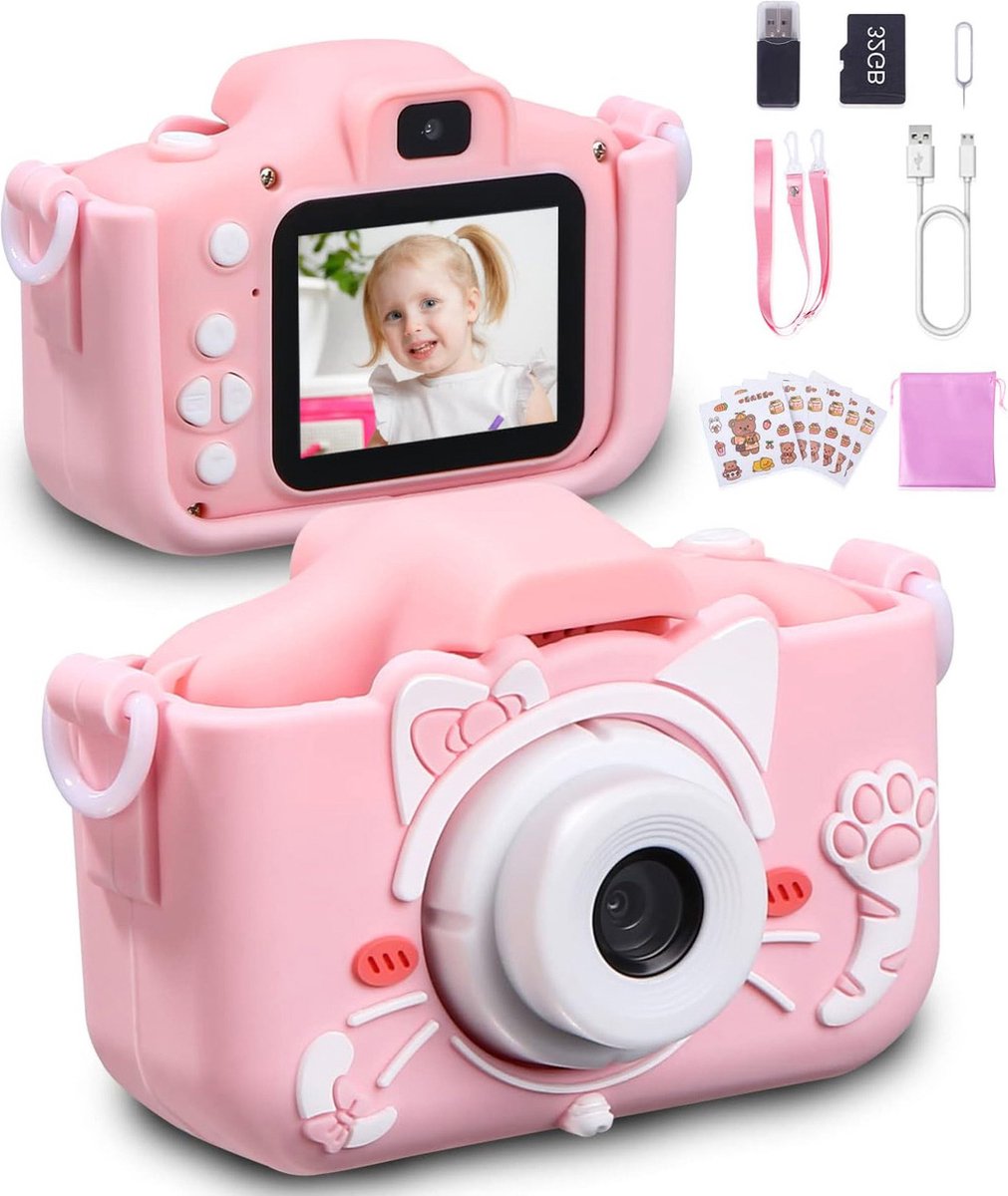 oCreon Kindercamera 12MP - Digitale Camera voor Kinderen 3-12 Jaar - 1080P HD - Dual Lenzen + 32GB