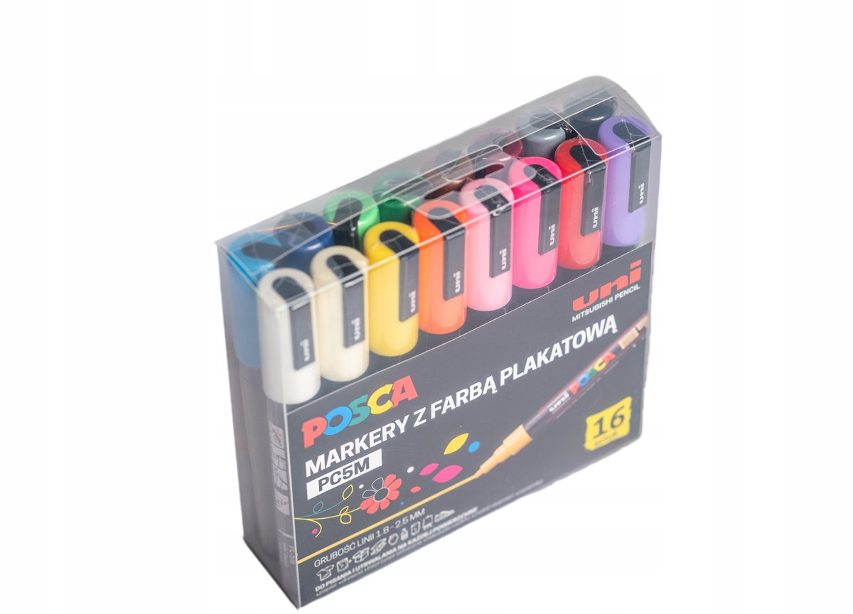 POSCA 5M Decoratieve Markers Set - 16 Kleuren - Plakkaatverf