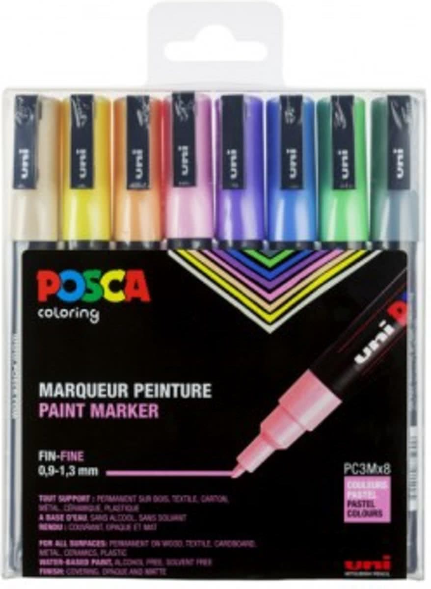 Uni Posca Stiften Pastel Colors PC3M 0.9-1.3 mm lijn