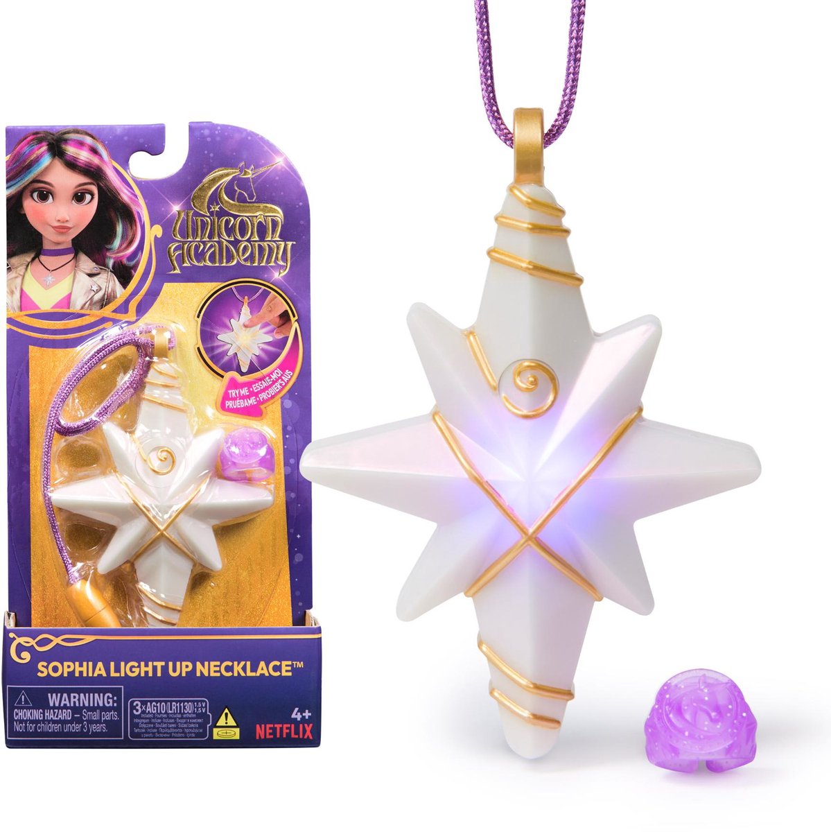 Unicorn Academy - Sophias lichtgevende halsketting en glitter-ring - Rollenspellen en verkleden - Poppen en eenhoornspeelgoed