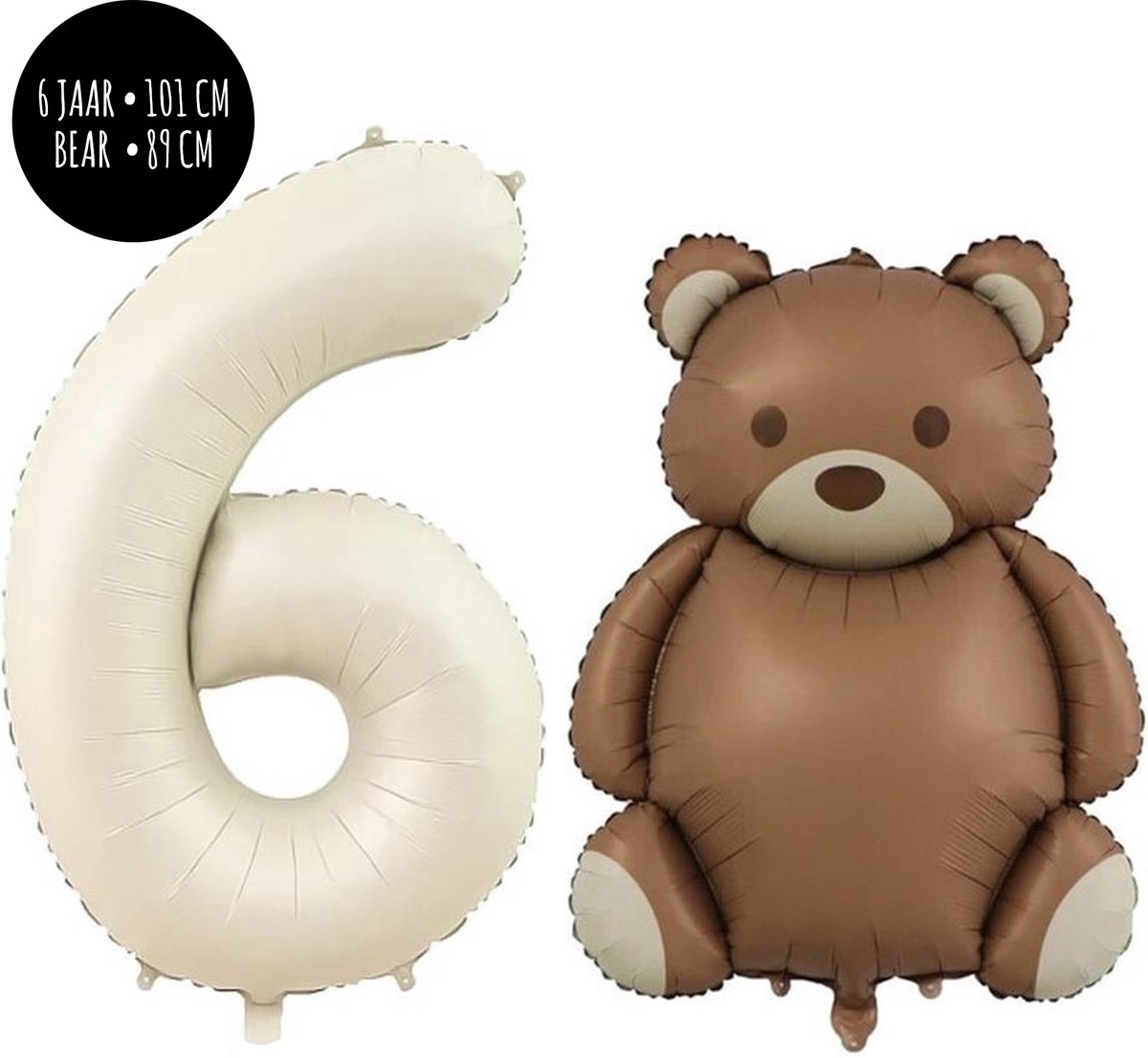 Unieke Ukkies Set XL Ballonnen - Crème ballon 6 jaar - Bear ballon