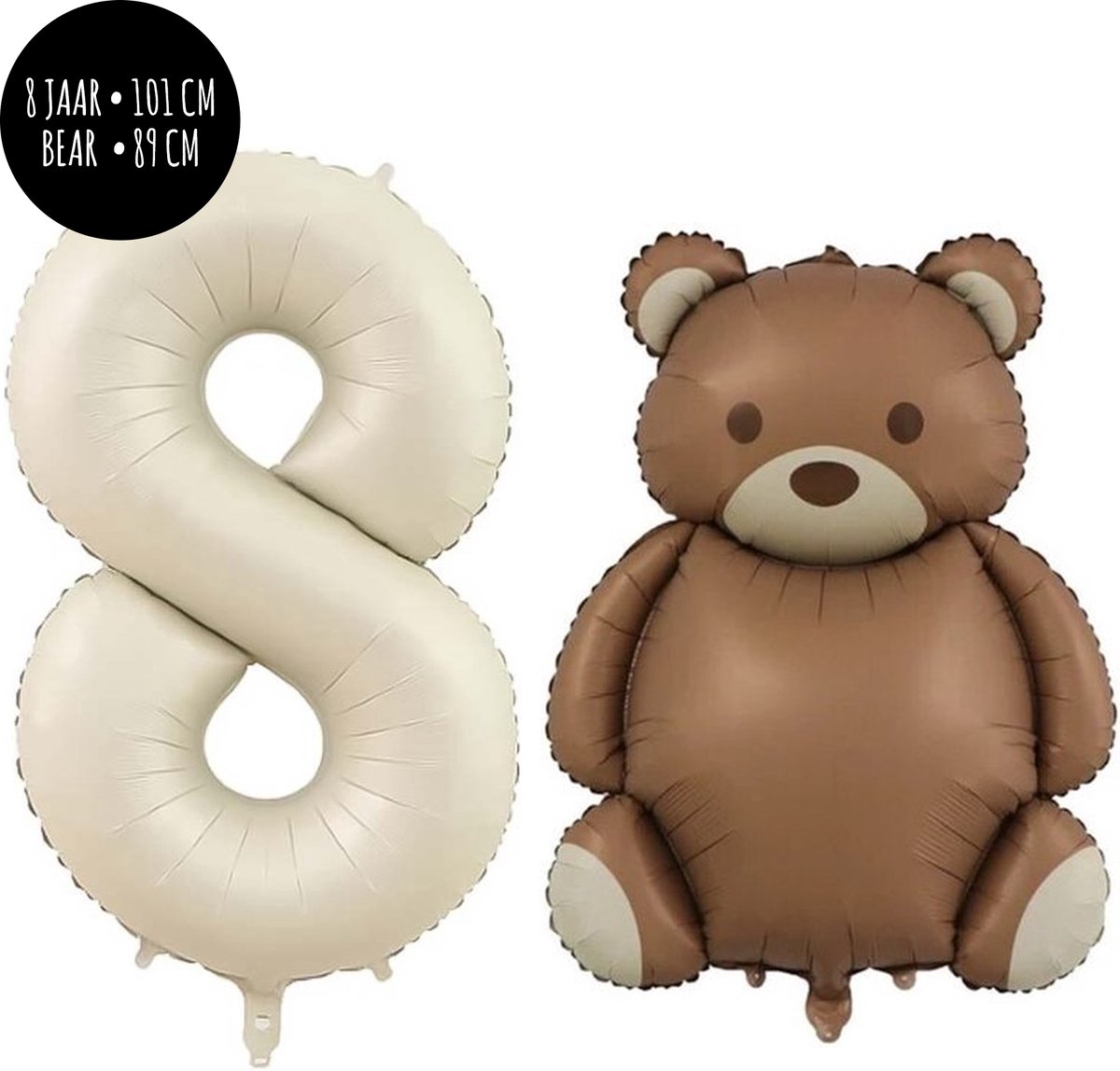 Unieke Ukkies Set XL Ballonnen - Crème ballon 8 jaar - Bear ballon