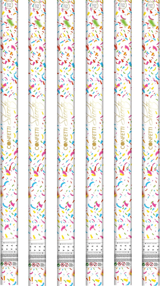 Party confetti shooters - 6x - papieren confetti - party poppers - confettikanonnen - 80 cm