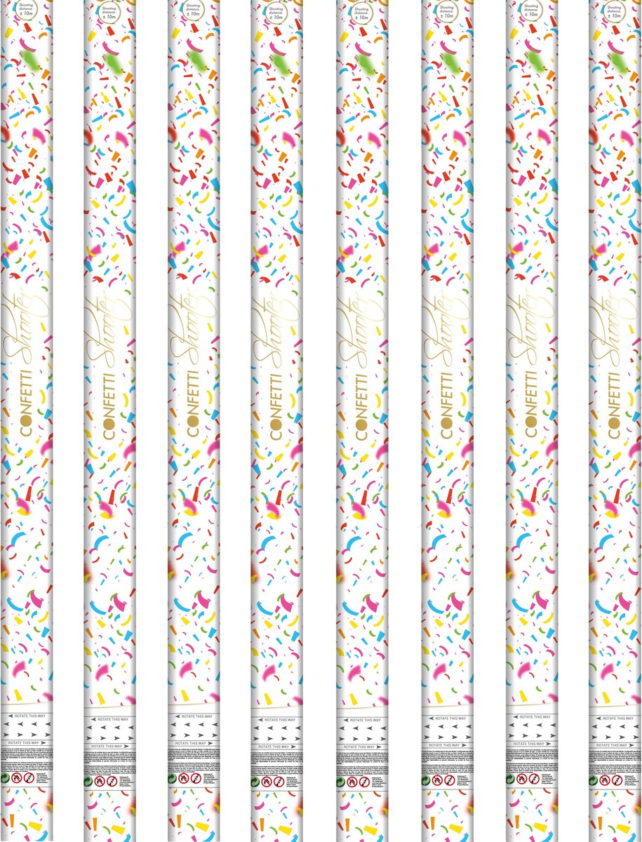 Party confetti shooters - 8x - papieren confetti - party poppers - confettikanonnen - 80 cm