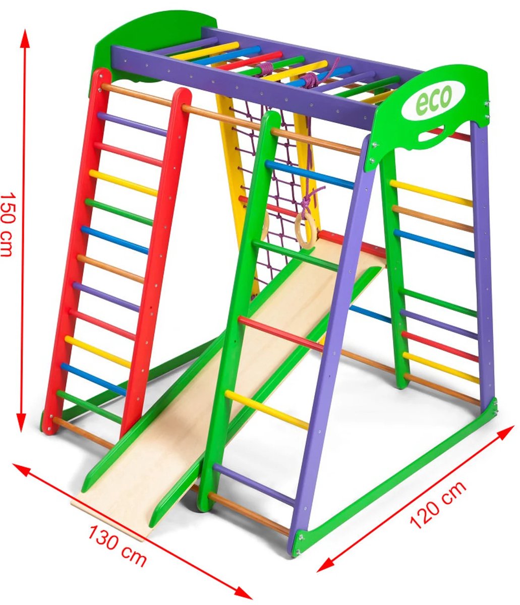 Houten speelhuis Akvarelka met glijbaan en klimrek