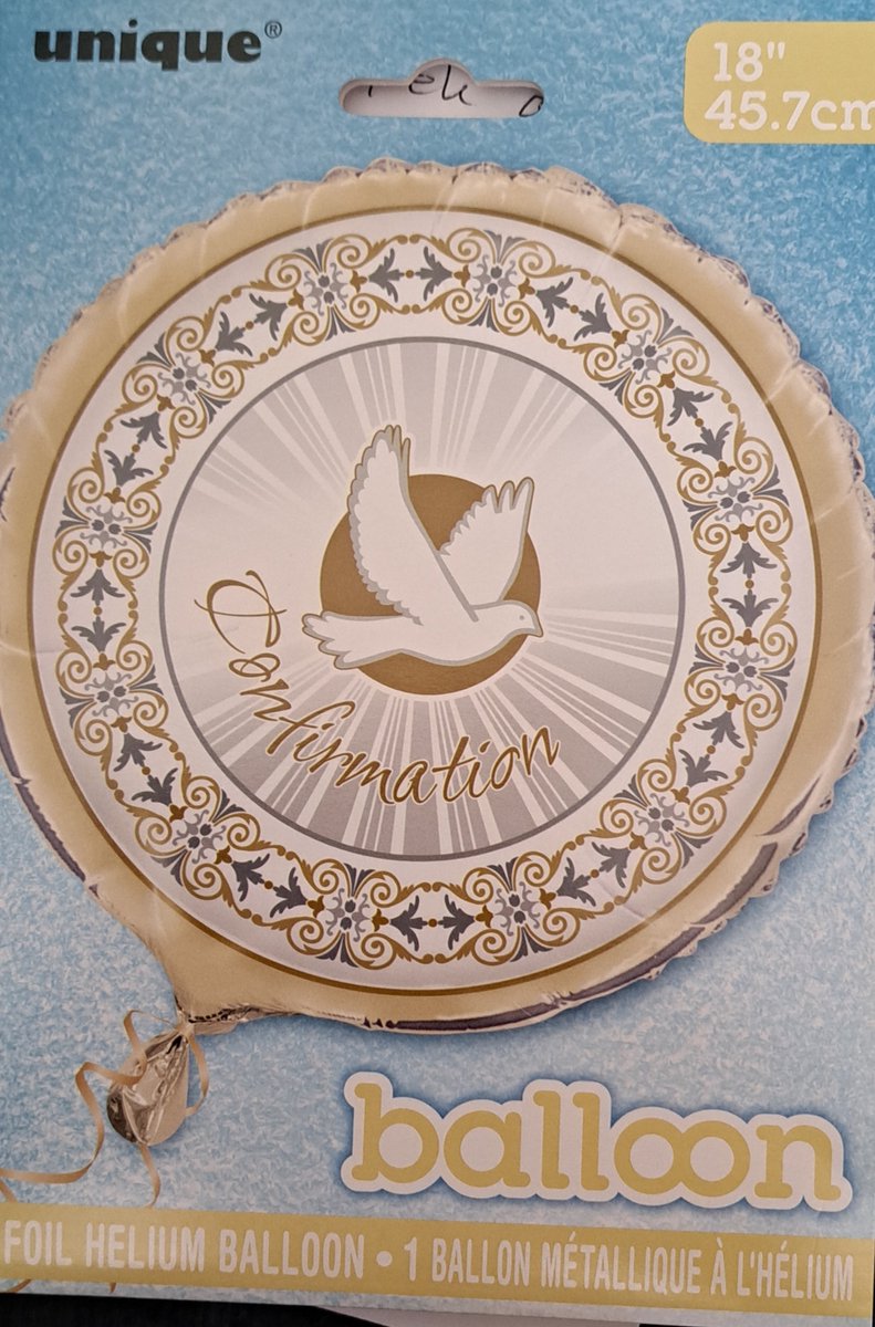 Folieballon - met - duif - en - goudkleurig - decor - 45cm - vormsel - conformation - Religieus - evenement