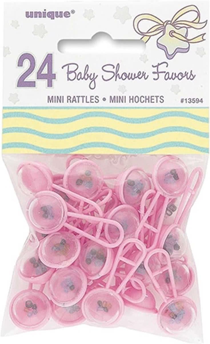 Roze mini rammelaars 24st