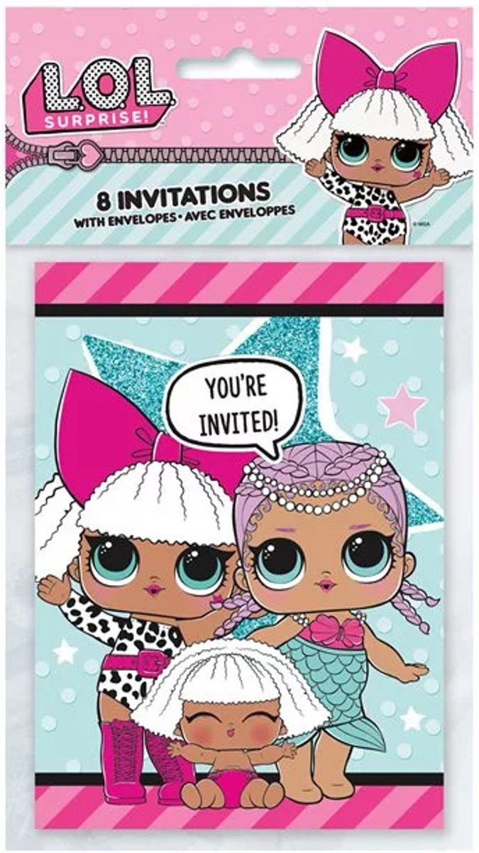 Uitnodigingen L.O.L. Suprise 8 stuks