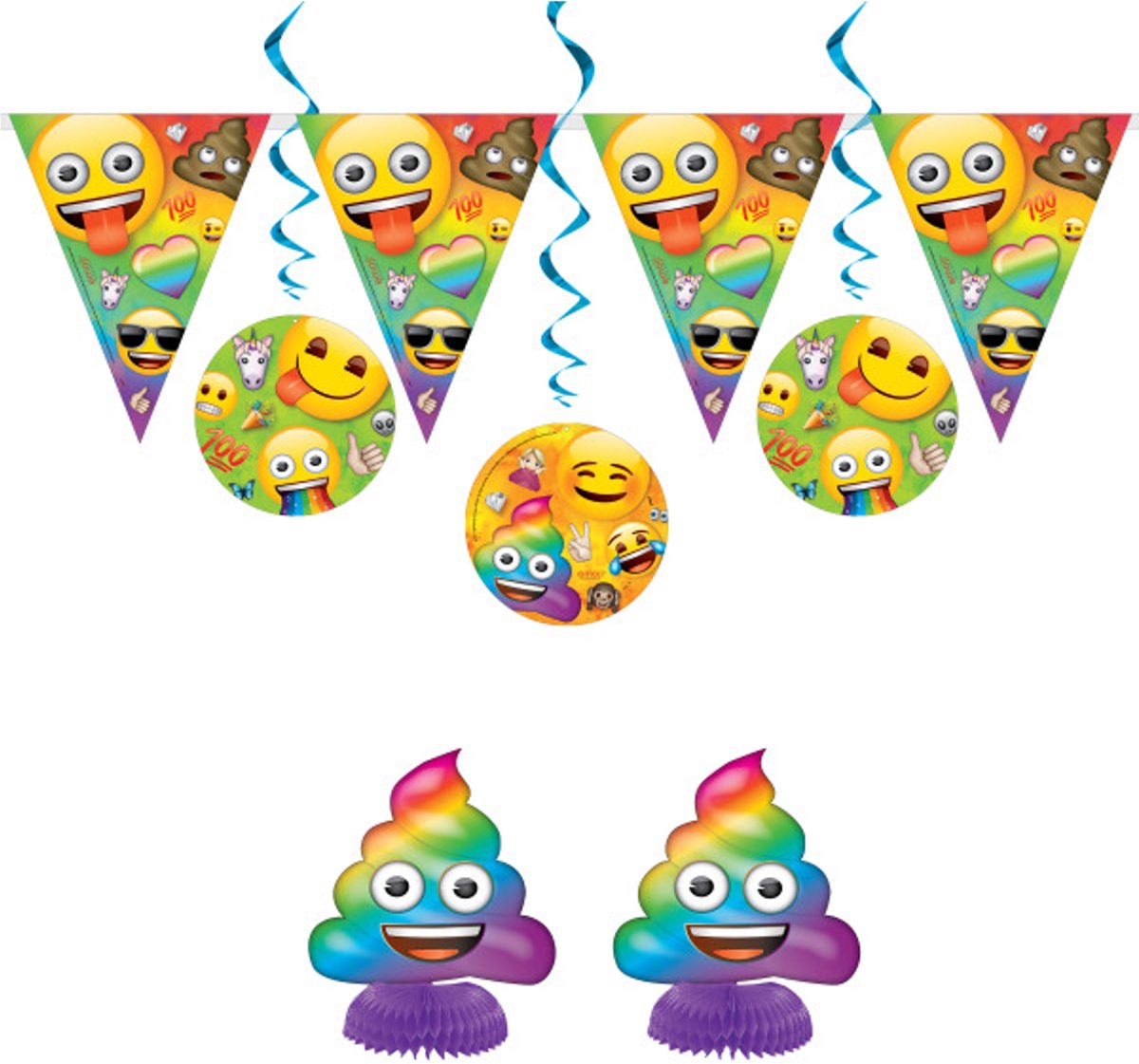 Unique Decoratieset Rainbow Fun Emoji 7-delig