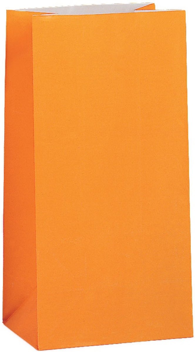 Unique Feestzakjes Papier Oranje 25 X 13,5 X 8 Cm 12 Stuks