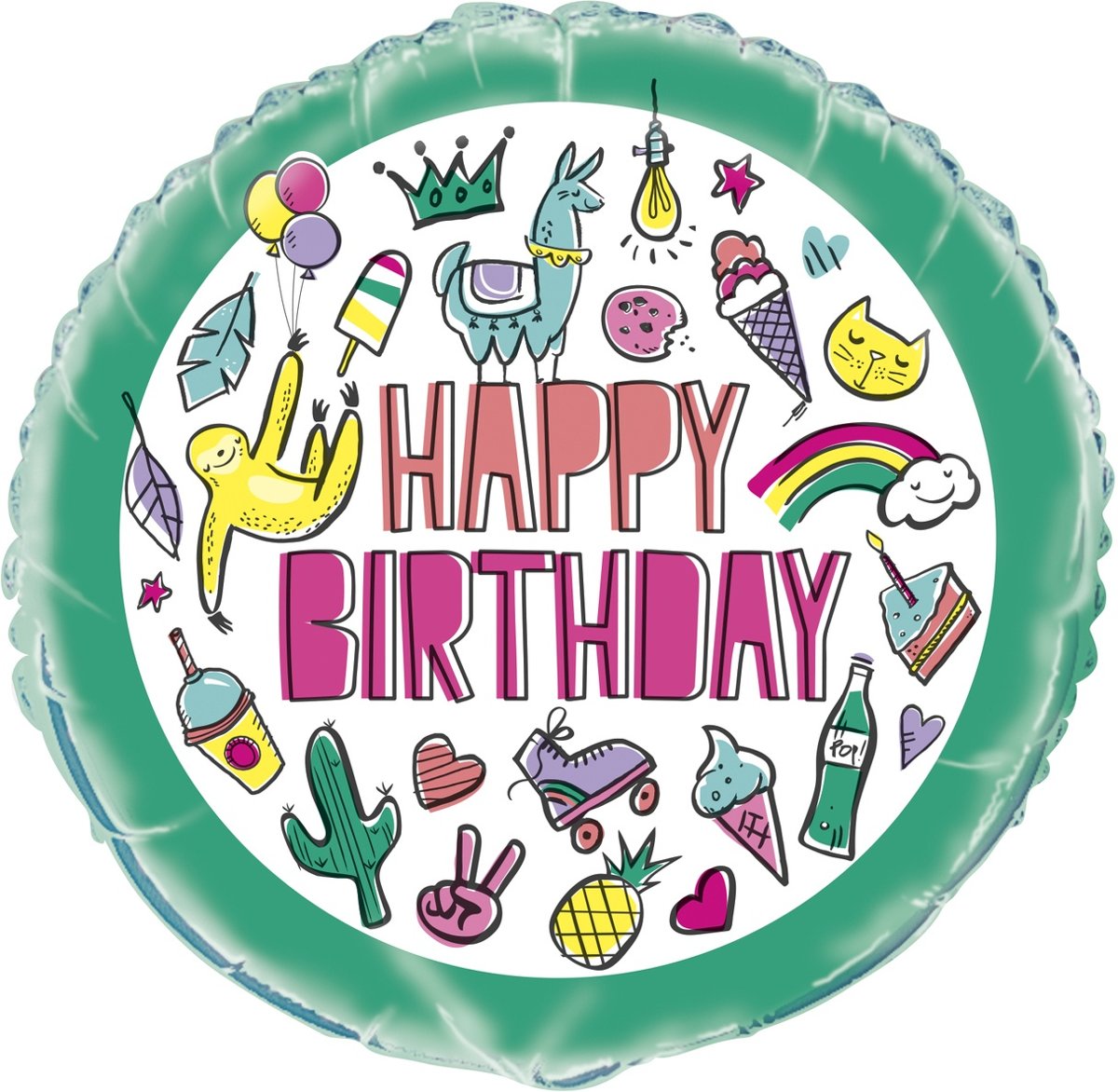 Unique Folieballon Birthday Icons Groen 45 Cm
