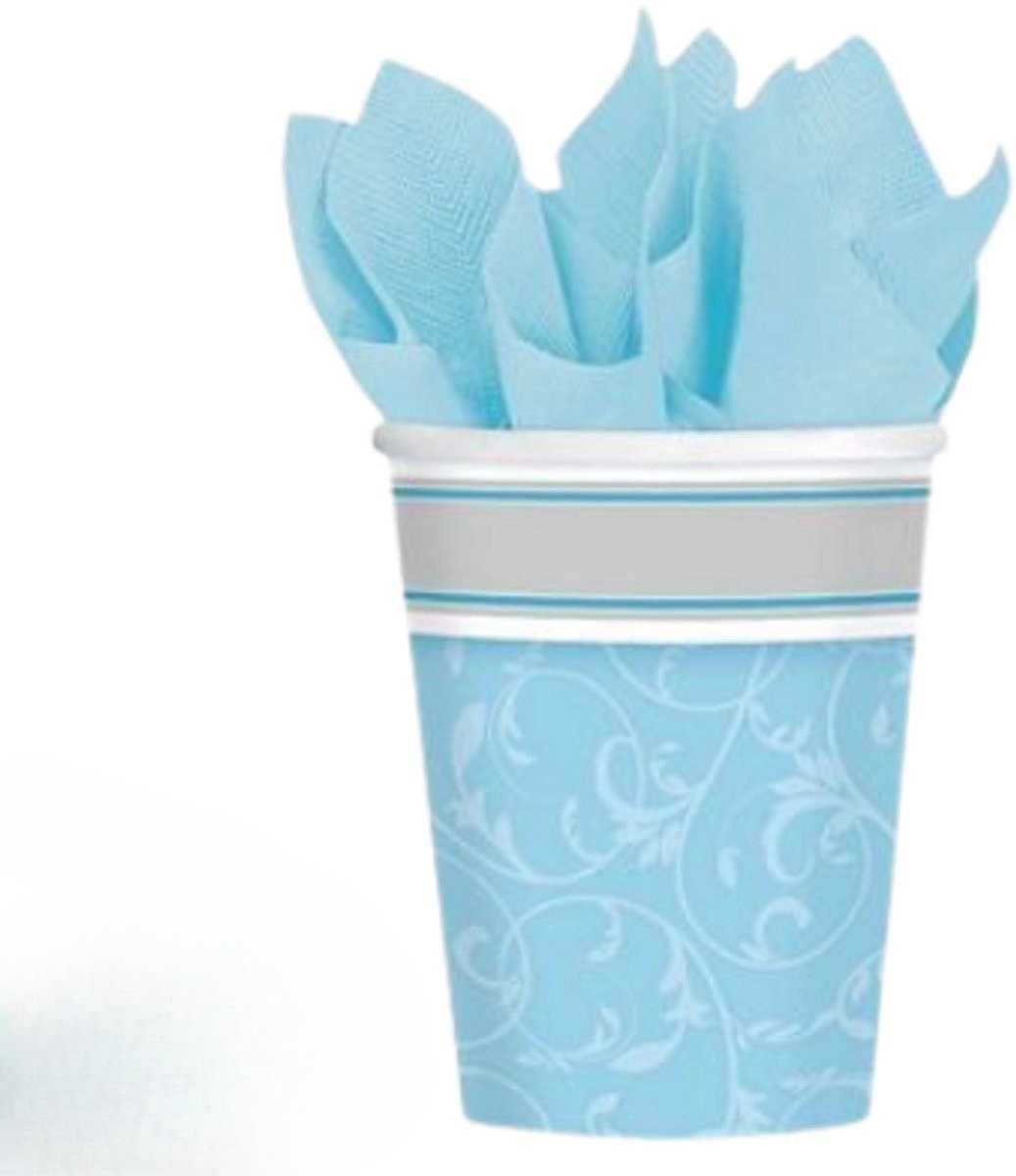 Wegwerpbekertjes blauw , 8 stuks Unique