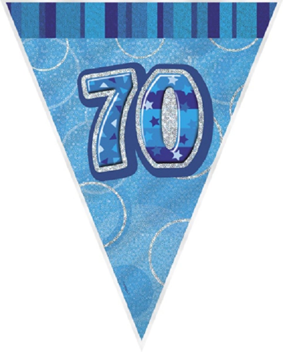 vlaggenlijn glitz - 70 jaar - blauw - 274cm