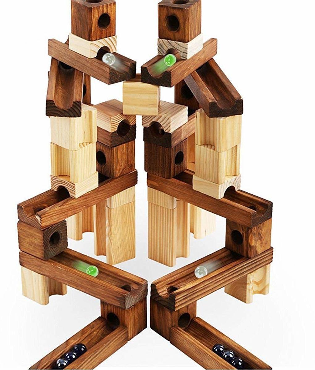 Houten Blokken - Knikkerbaan - 60 stuks