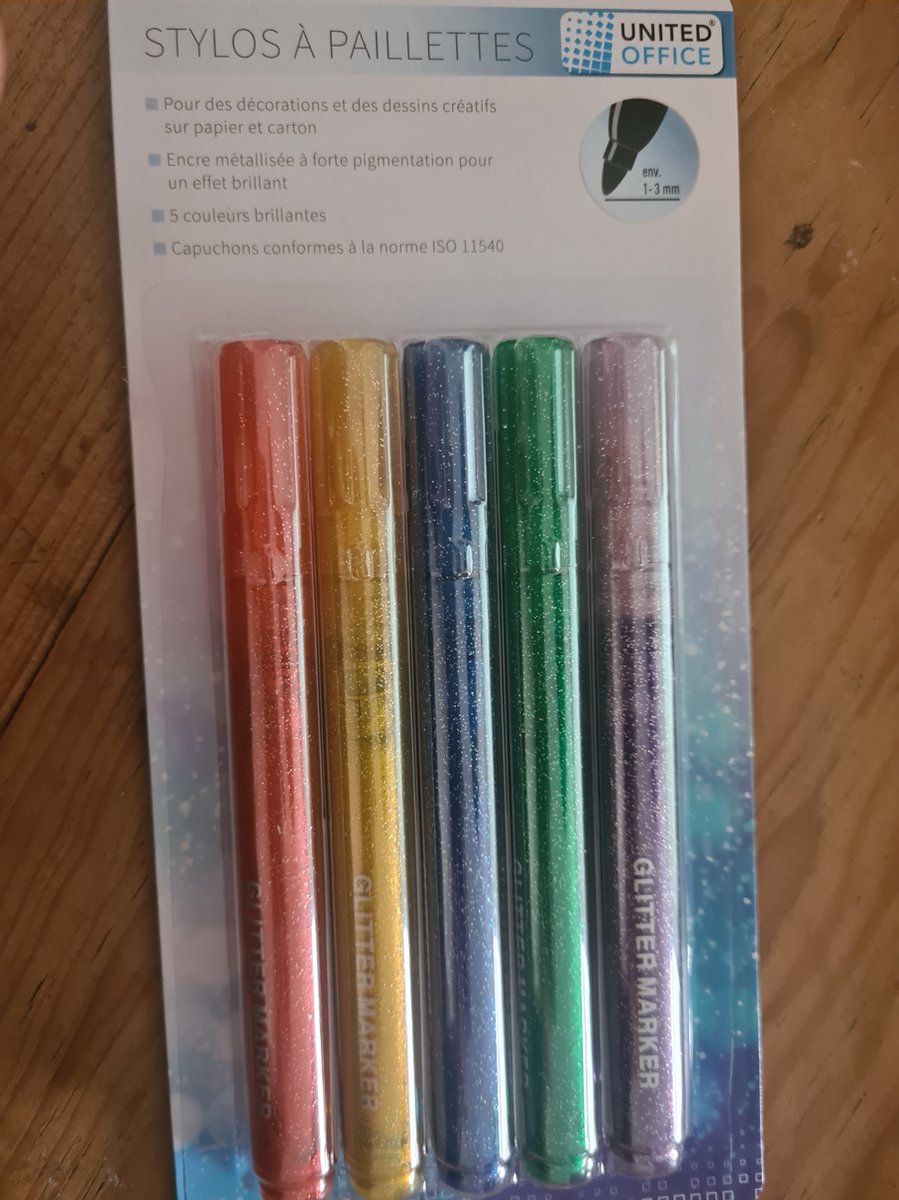 United office Glitterpennen 5 stuks