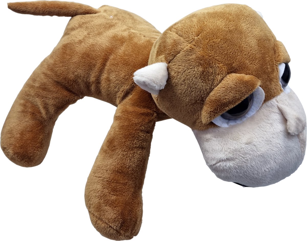 UNITOYS – Aap Jimmy– Liggend met grote ogen – 36cm – Bruin