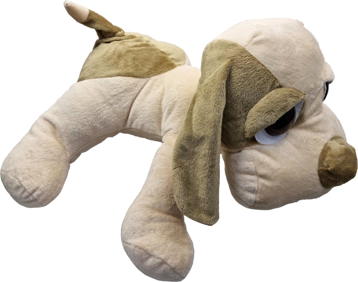 UNITOYS – Hond Pedro– Liggend met grote ogen – 45cm – Bruin