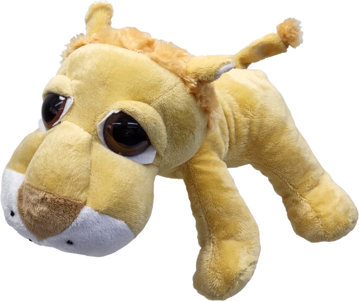 UNITOYS – Leeuw Leo – Liggend met grote ogen – 28cm – Okergeel