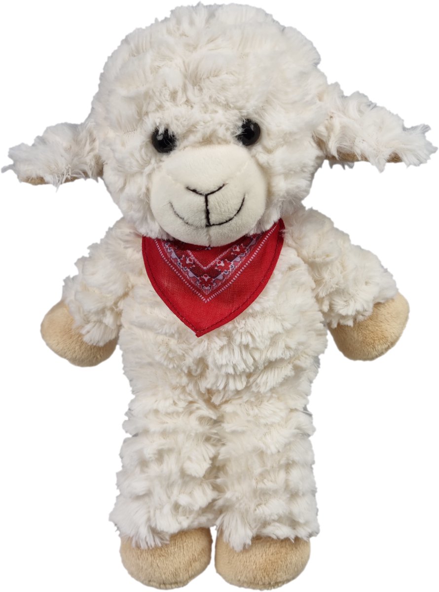 UNITOYS – Schaapje Sander met boerenzakdoek – Knuffel – 28 cm - Wit