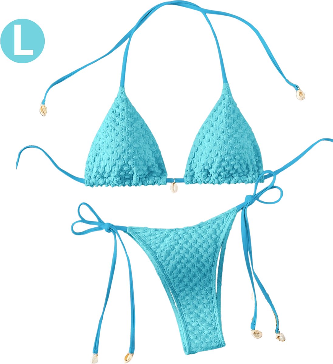 Bovista Bikini Dames - Meisjes Bikini - Badpak - Push Up - Vrouwen Badkleding - Zwemmen - Sexy Set - Top & Broekje - Blauw - Maat L
