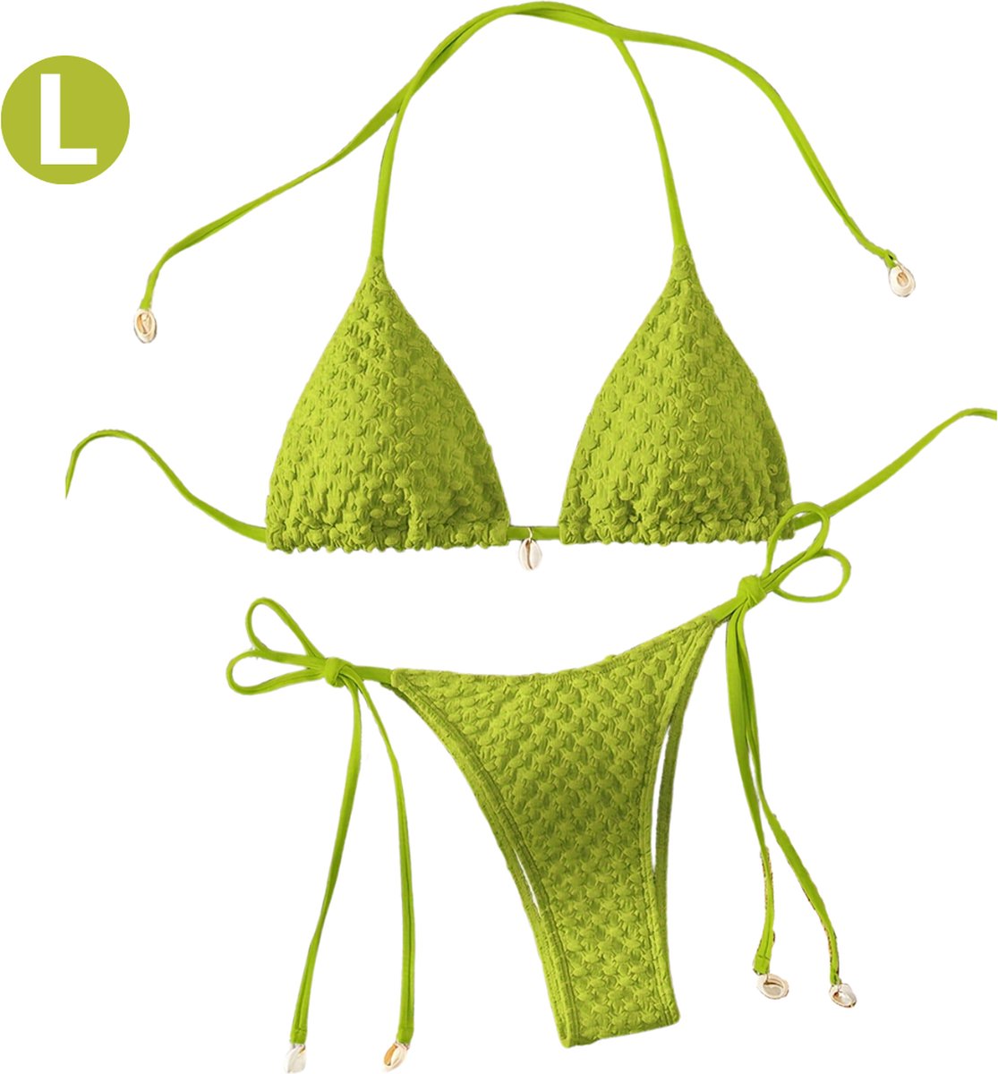 Bovista Bikini Dames - Meisjes Bikini - Badpak - Push Up - Vrouwen Badkleding - Zwemmen - Sexy Set - Top & Broekje - Groenachtig Geel - Maat L