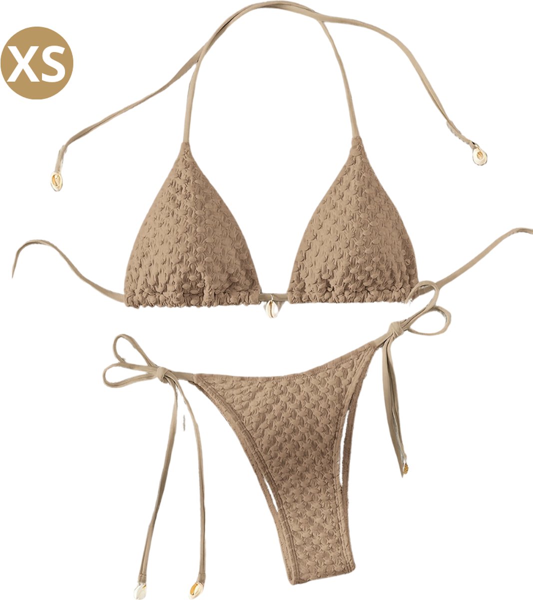 Bovista Bikini Dames - Meisjes Bikini - Badpak - Push Up - Vrouwen Badkleding - Zwemmen - Sexy Set - Top & Broekje - Koffiekleur - Maat XS