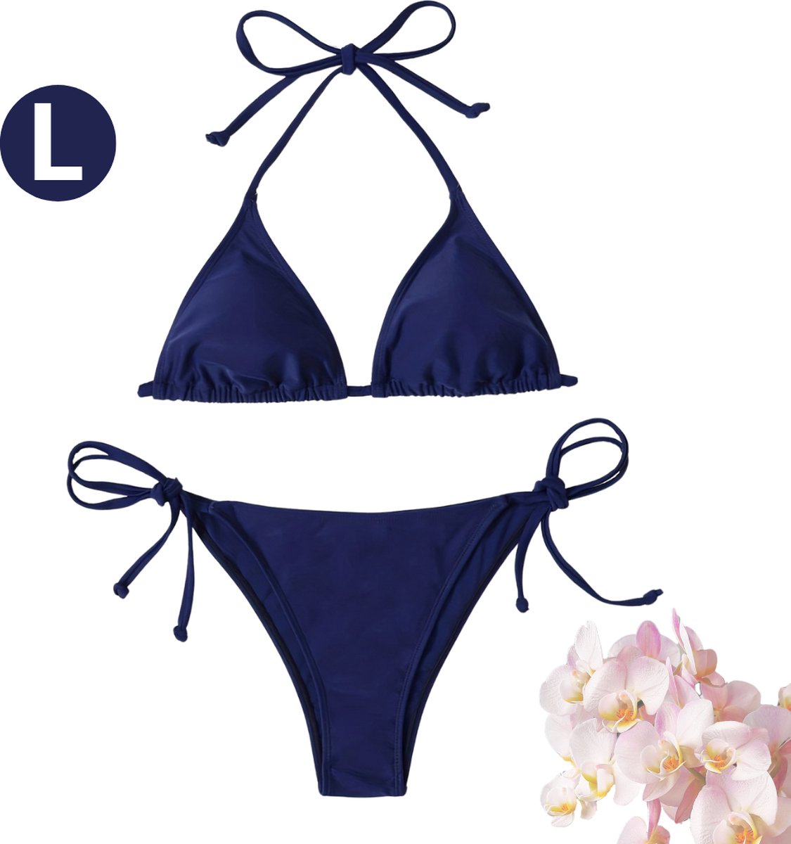 Bovista Bikini Dames - Meisjes Bikini - Badpak - Push Up - Vrouwen Badkleding - Zwemmen - Sexy Set - Top & Broekje - Marineblauw - Maat L