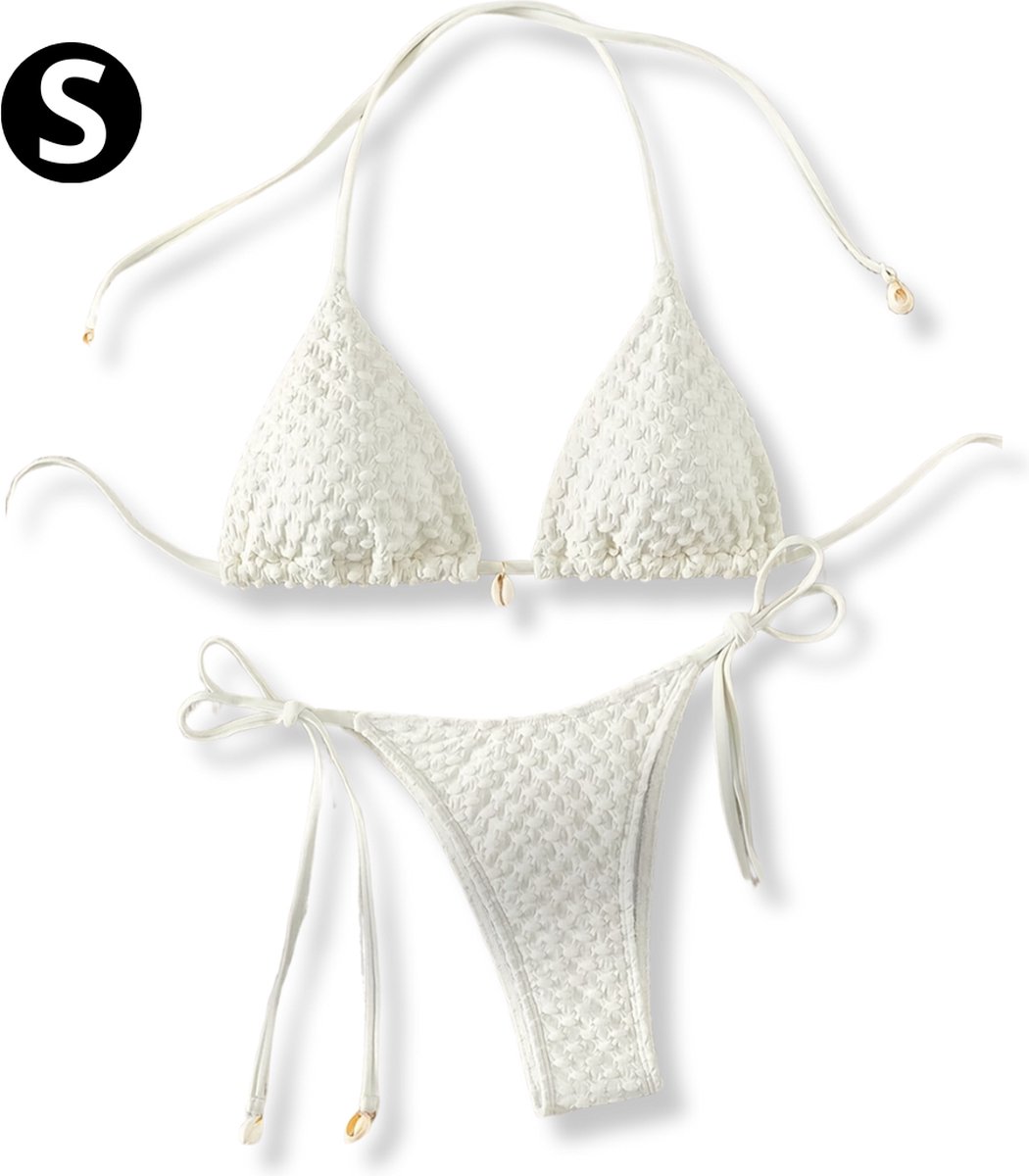 Bovista Bikini Dames - Meisjes Bikini - Badpak - Push Up - Vrouwen Badkleding - Zwemmen - Sexy Set - Top & Broekje - Wit - Maat S