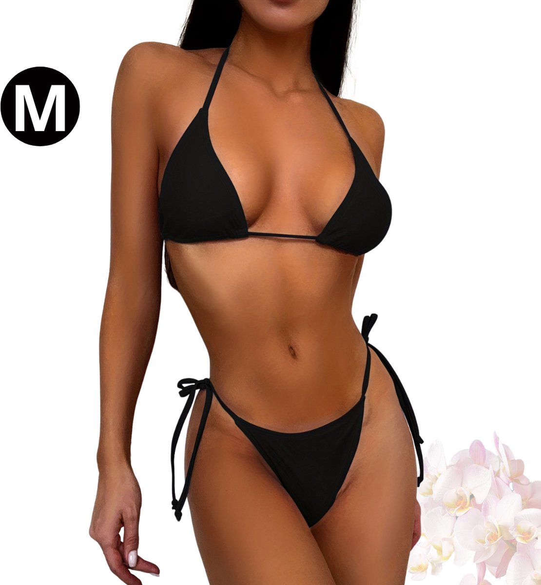 Bovista Bikini Dames - Meisjes Bikini - Badpak - Push Up - Vrouwen Badkleding - Zwemmen - Sexy Set - Top & Broekje - Zwart - Maat M