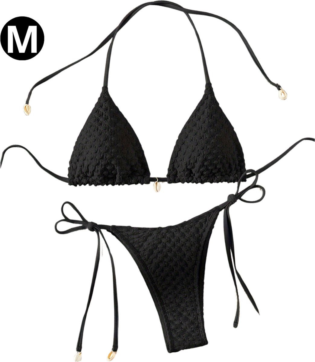 Bovista Bikini Dames - Meisjes Bikini - Badpak - Push Up - Vrouwen Badkleding - Zwemmen - Sexy Set - Top & Broekje - Zwart - Maat M