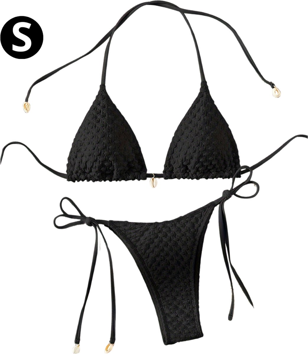 Bovista Bikini Dames - Meisjes Bikini - Badpak - Push Up - Vrouwen Badkleding - Zwemmen - Sexy Set - Top & Broekje - Zwart - Maat S