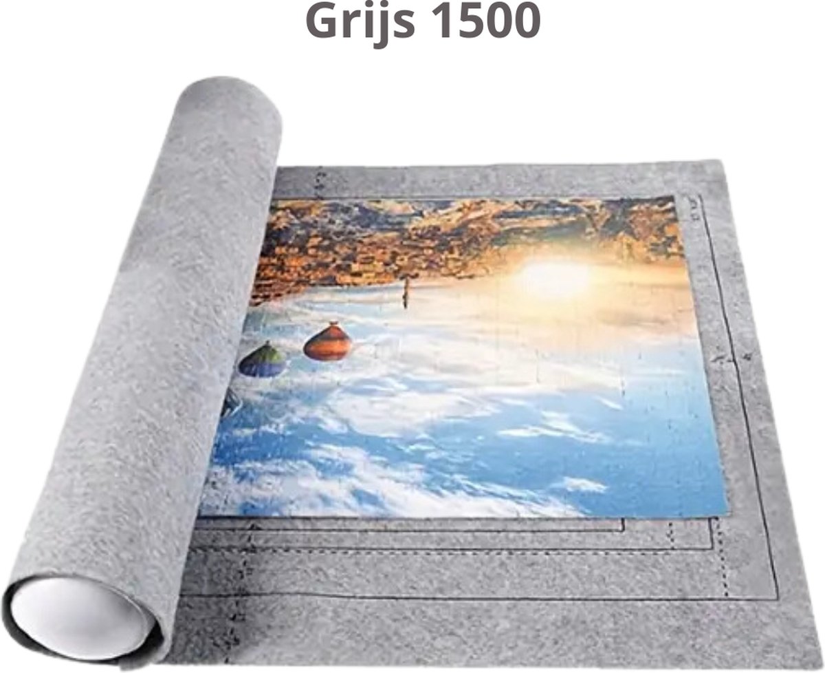 Bovista   - Portapuzzle - Puzzelmap - 1000 Stukjes - 1500 Stukjes - Puzzelkoffer - Puzzelbord - Opbergsysteem - Grijs - Inclusief Accessoires