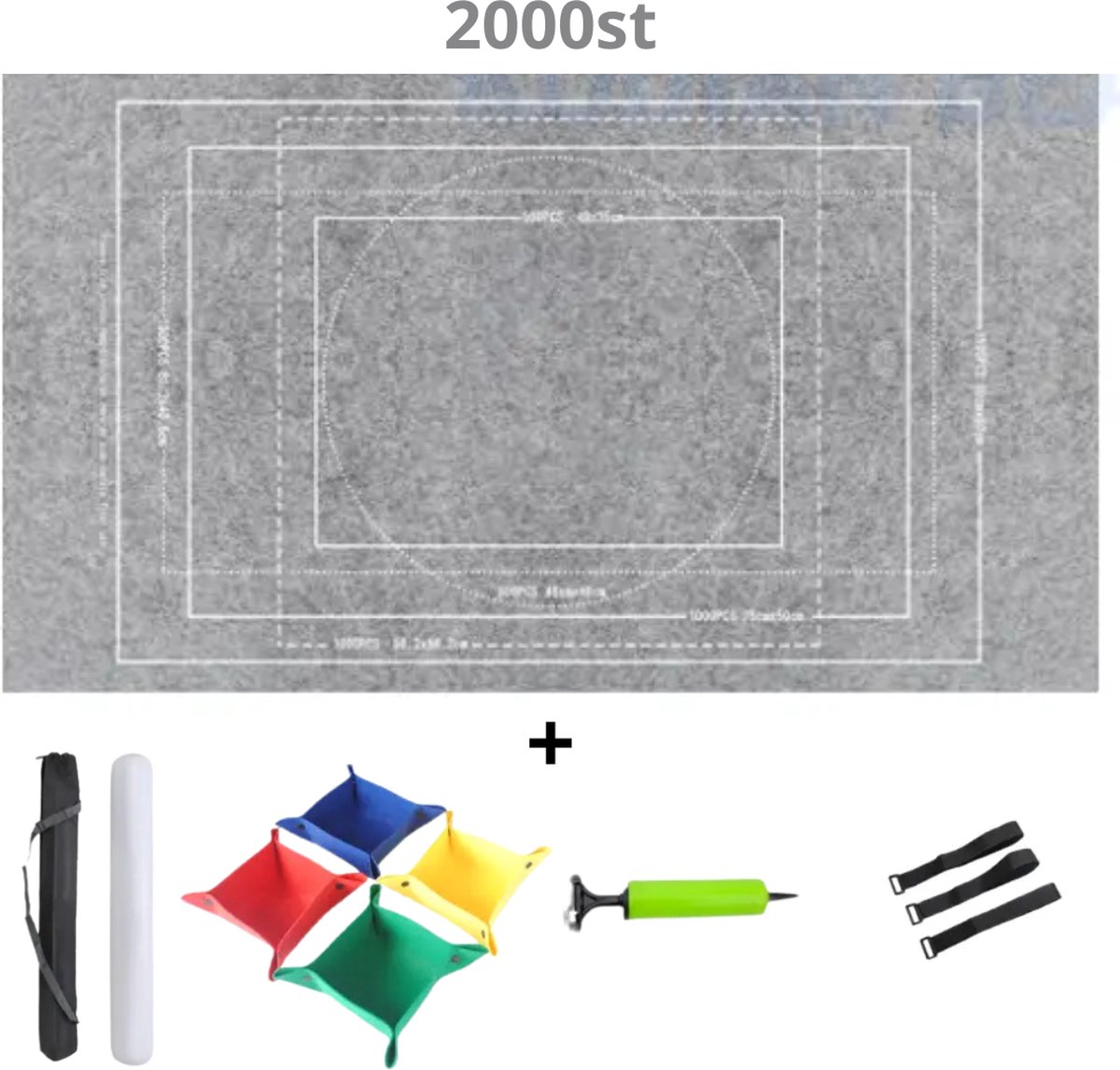 Bovista   - Portapuzzle - Puzzelmap - 500 Stukjes - 1000 Stukjes - 1500 Stukjes - 2000 Stukjes - Puzzelkoffer - Puzzelbord - Opbergsysteem - Zwart - Inclusief Accessoires